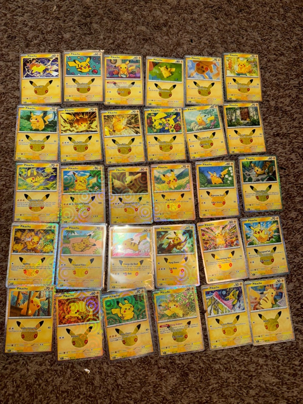 Pokemon 30th Anniversary PIKACHU HOLO FULL SET 01-30